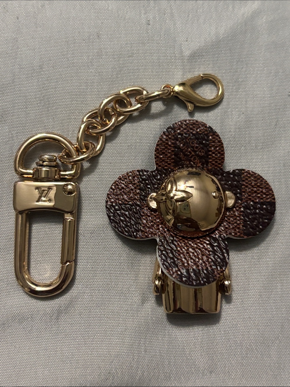 Louis Vuitton Brown Monogram Flower Key Charm with Gold Hardware